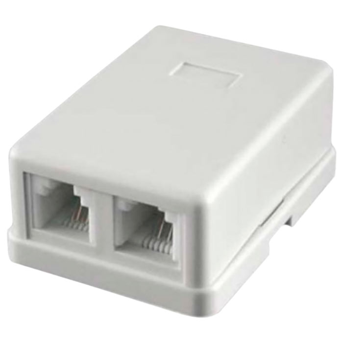 Розетка RJ-11+RJ-11 открытый монтаж, белый, Gembird/Cablexpert (TA-102)