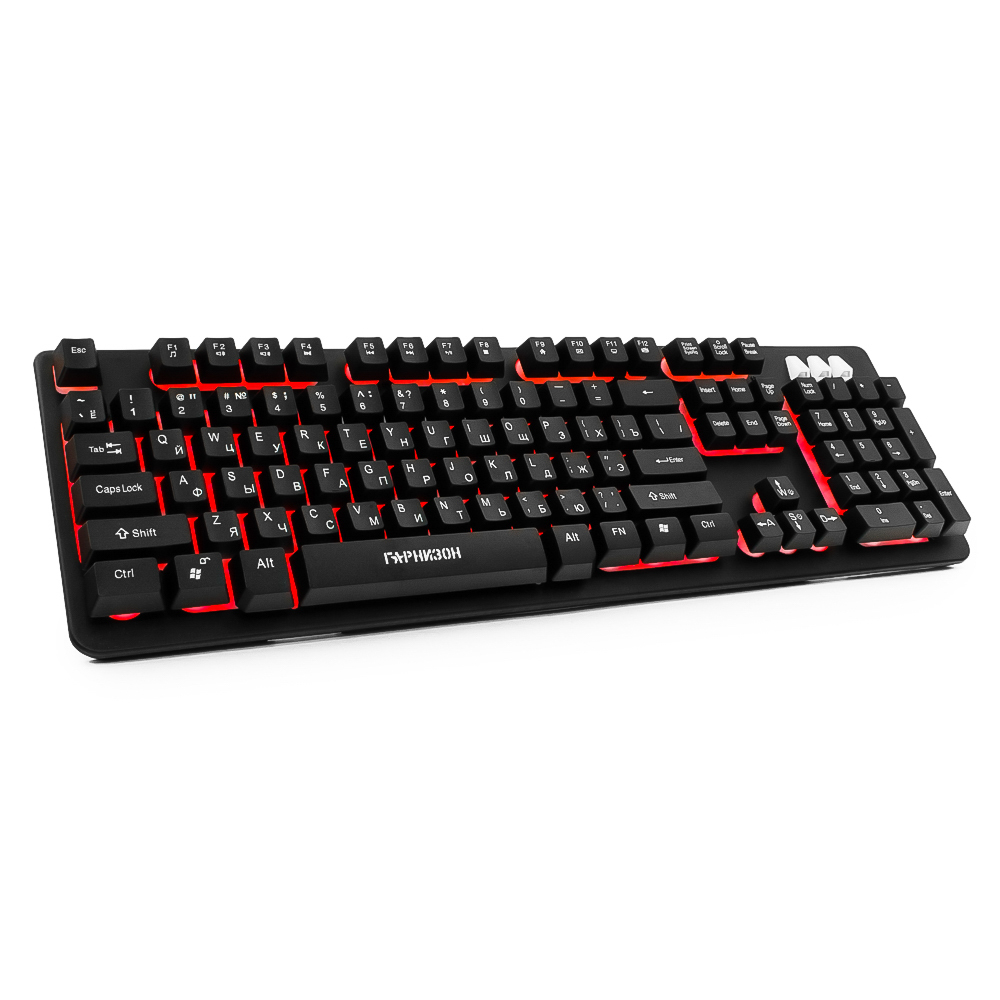 

Клавиатура проводная Гарнизон GK-300G, мембранная, подсветка, USB, черный, GK-300G