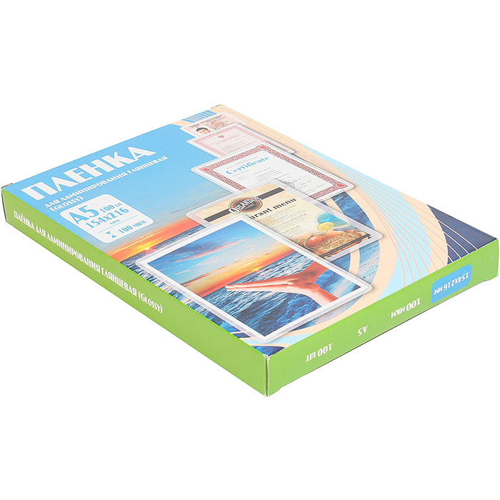 

Пленка для ламинирования Office Kit 200мкм, A5, 100 шт., глянцевая (PLP154*216/100)