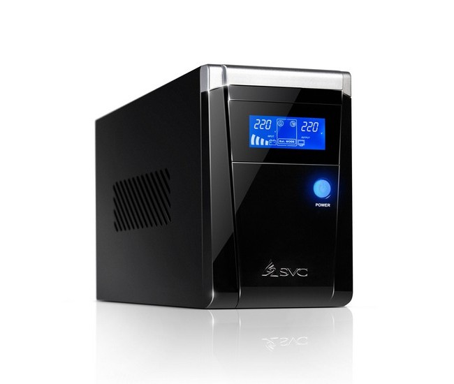 ИБП SVC V-800-F-LCD, 800 VA, 480 Вт, EURO+IEC, розеток - 3, USB, черный