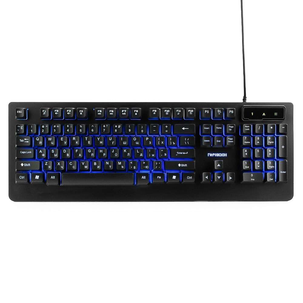 

Клавиатура проводная Гарнизон GK-310G, мембранная, подсветка, USB, черный, GK-310G