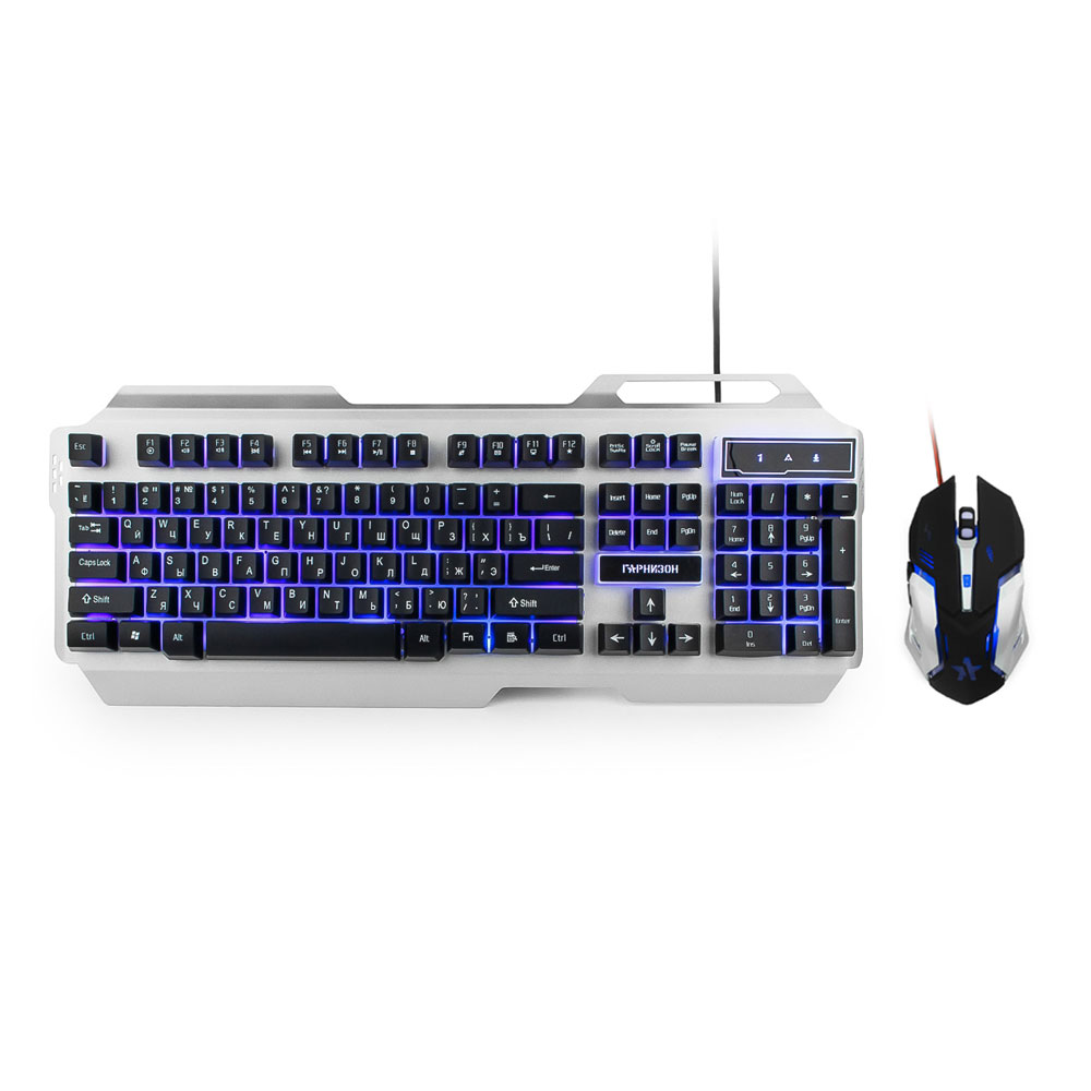 

Клавиатура + мышь Гарнизон GKS-510G, USB, черный/серебристый, GKS-510G