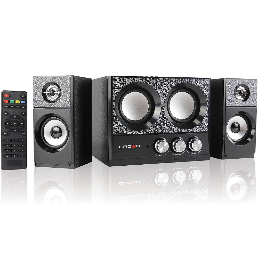 

Акустика 2.1 CROWN CMBS-161, 2x4W+8W, BT, FM, CR, USB, ПДУ, черный, CMBS-161