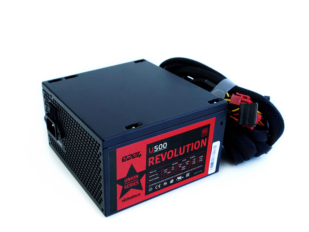 

Блок питания 500Вт ATX e2e4 U500 REVOLITION, 120 мм, 80 Plus, Черный, U500 REVOLITION