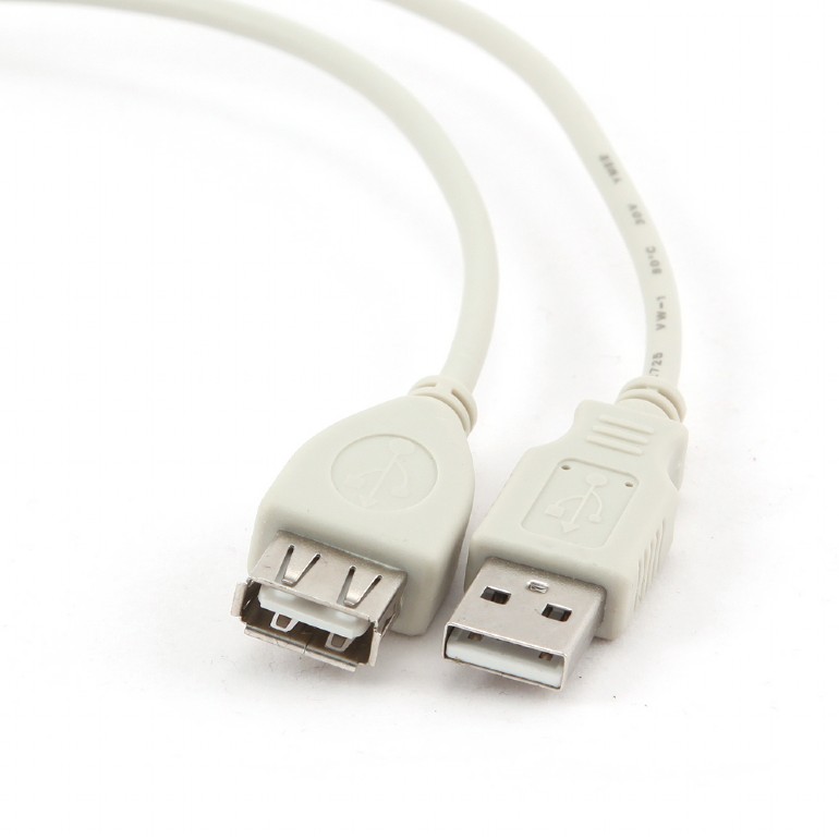 Кабель USB 2.0(Am)-USB 2.0(Af), 75 см, белый Gembird