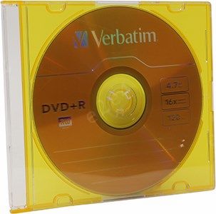 Диск Verbatim DVD+R, 4.7Gb, 16x, Slim Case, 1 шт