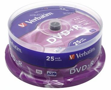 Диск Verbatim DVD+R, 4.7Gb, 16x, Cake Box, 25 шт 43500 - фото 1