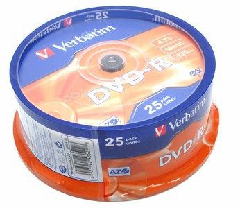 Диск Verbatim DVD-R 4.7Gb, 16x, на шпинделе (25 шт)