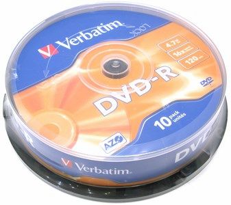 Диск Verbatim DVD-R 4.7Gb, 16x, на шпинделе (10 шт)