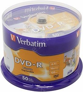 Диск Verbatim DVD-R 4.7Gb, 16x, на шпинделе (50 шт)