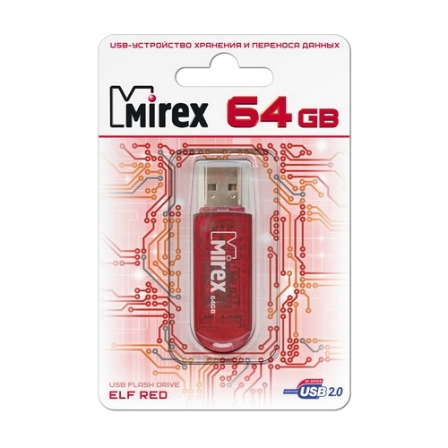 

Флешка 64Gb USB 2.0 Mirex ELF, желтый (13600-FMURDE64), ELF