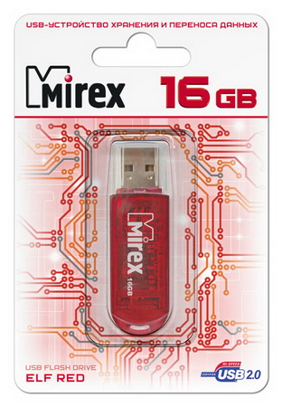 

Флешка 16Gb USB 2.0 Mirex ELF, красный (13600-FMURDE16), ELF