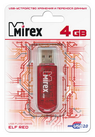 

Флешка 4Gb USB 2.0 Mirex ELF, красный (13600-FMURDE04), ELF