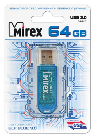 

Флешка 64Gb USB 3.0 Mirex ELF, синий (13600-FM3BEF64), ELF