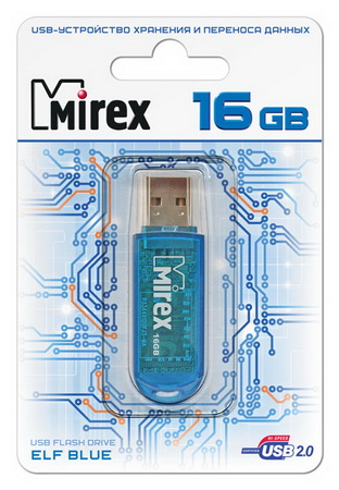 

Флешка 16Gb USB 2.0 Mirex ELF, синий (13600-FMUBLE16), ELF