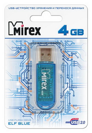 

Флешка 4Gb USB 2.0 Mirex ELF, синий (13600-FMUBLE04), ELF