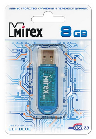 

Флешка 8Gb USB 2.0 Mirex ELF, синий (13600-FMUBLE08), ELF