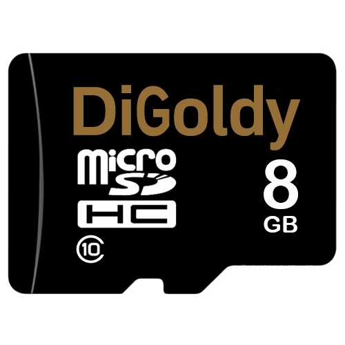 

Карта памяти 8Gb microSDHC Digoldy Class 10 + адаптер, DG008GCSDHC10-AD