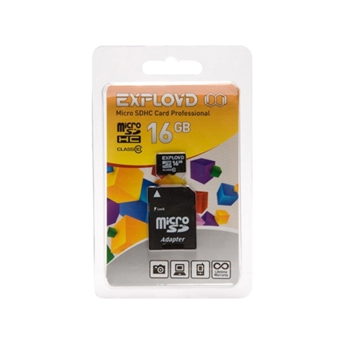 

Карта памяти 16Gb microSDHC EXPLOYD Class 10 + адаптер, EX016GCSDHC10