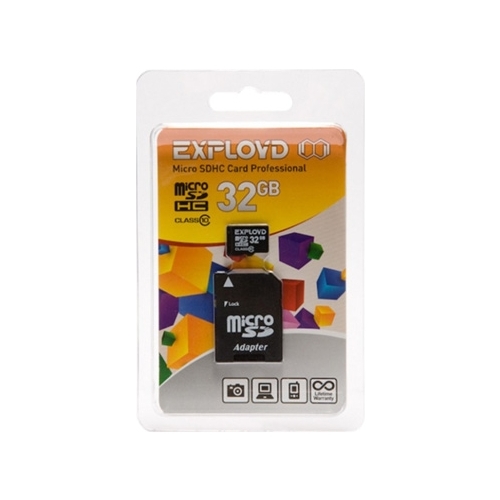 

Карта памяти 32Gb microSDHC EXPLOYD Class 10 + адаптер, EX032GCSDHC10