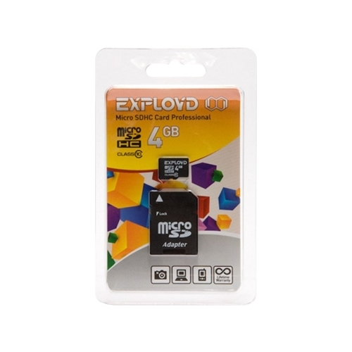 

Карта памяти 4Gb microSDHC EXPLOYD Class 10 + адаптер, EX004GCSDHC10