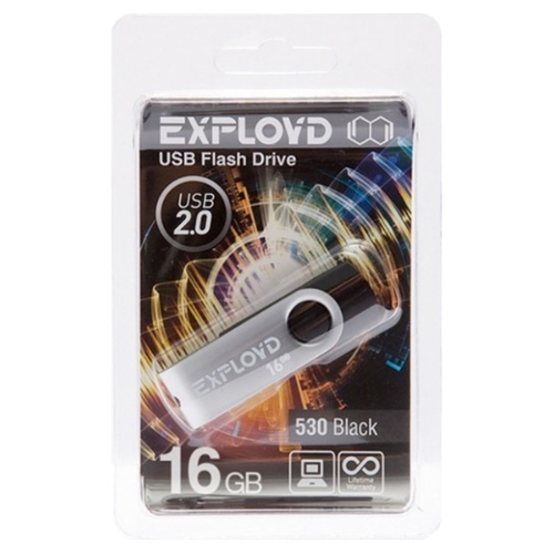 

Флешка 16Gb USB 2.0 EXPLOYD 530, черный (EX016GB530-B), 530