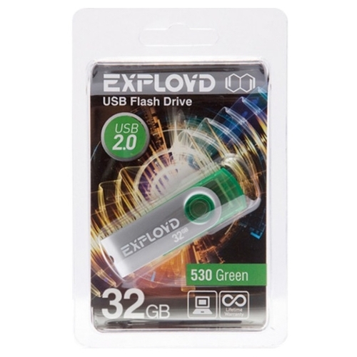 

Флешка 32Gb USB 2.0 EXPLOYD 530, зеленый (EX032GB530-G), 530