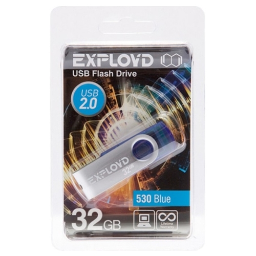 

Флешка 32Gb USB 2.0 EXPLOYD 530, синий (EX032GB530-Bl), 530