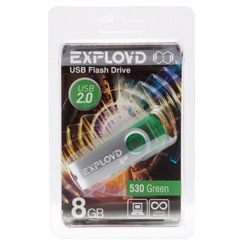 

Флешка 8Gb USB 2.0 EXPLOYD 530, зеленый (EX008GB530-G), 530