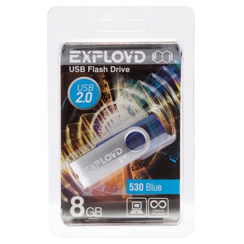 

Флешка 8Gb USB 2.0 EXPLOYD 530, синий (EX008GB530-Bl), 530