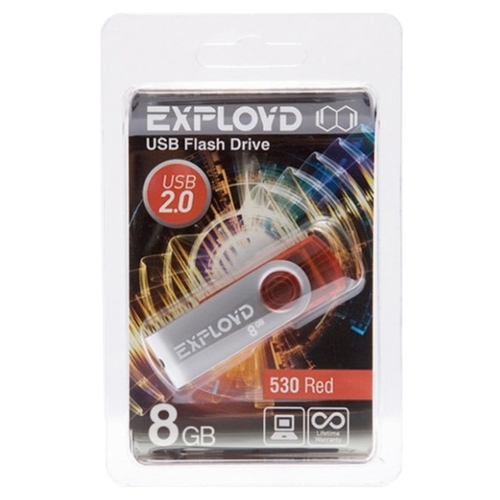 

Флешка 8Gb USB 2.0 EXPLOYD 530, красный (EX008GB530-R), 530