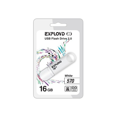 

Флешка 16Gb USB 2.0 EXPLOYD 570, белый (EX-16GB-570-White), 570