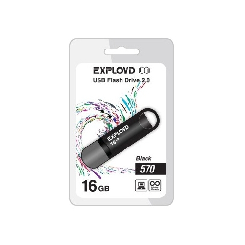 

Флешка 16Gb USB 2.0 EXPLOYD 570, черный (EX-16GB-570-Black), 570