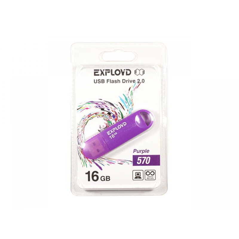 

Флешка 16Gb USB 2.0 EXPLOYD 570, пурпурный (EX-16GB-570-Purple), 570