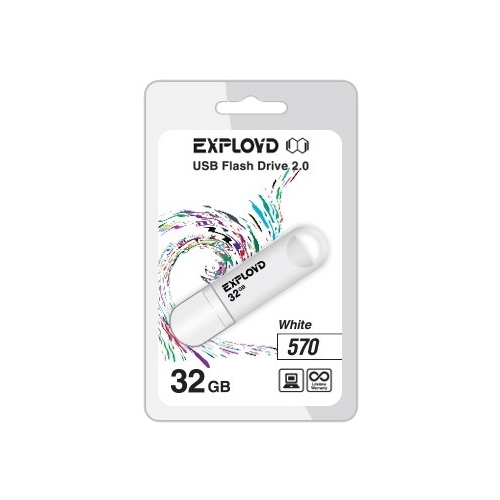 

Флешка 32Gb USB 2.0 EXPLOYD 570, белый (EX-32GB-570-White), 570