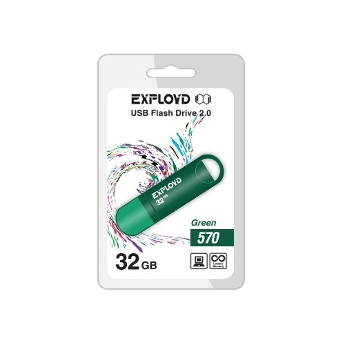 

Флешка 32Gb USB 2.0 EXPLOYD 570, зеленый (EX-32GB-570-Green), 570