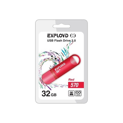 

Флешка 32Gb USB 2.0 EXPLOYD 570, красный (EX-32GB-570-Red), 570