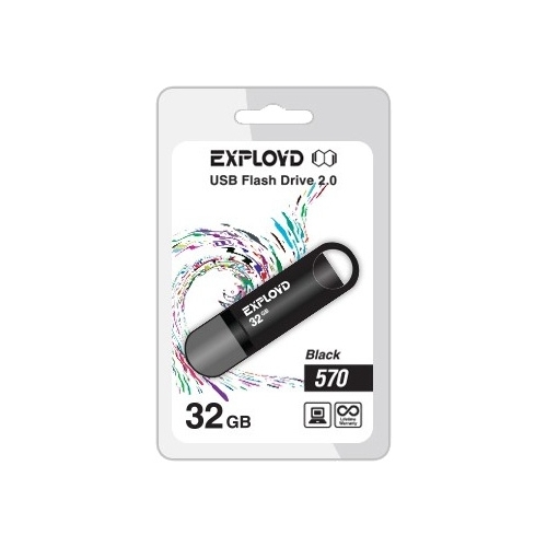 

Флешка 32Gb USB 2.0 EXPLOYD 570, черный (EX-32GB-570-Black), 570