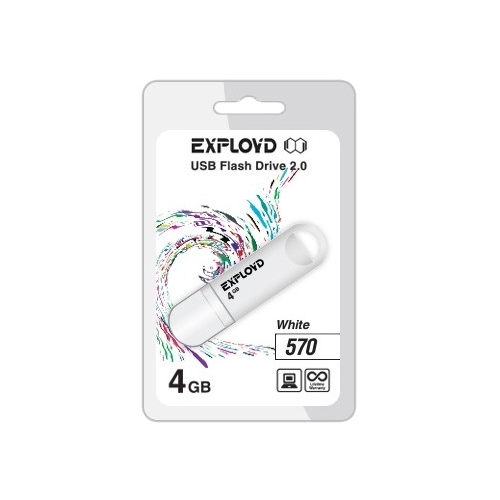 

Флешка 4Gb USB 2.0 EXPLOYD 570, белый (EX-4GB-570-White), 570