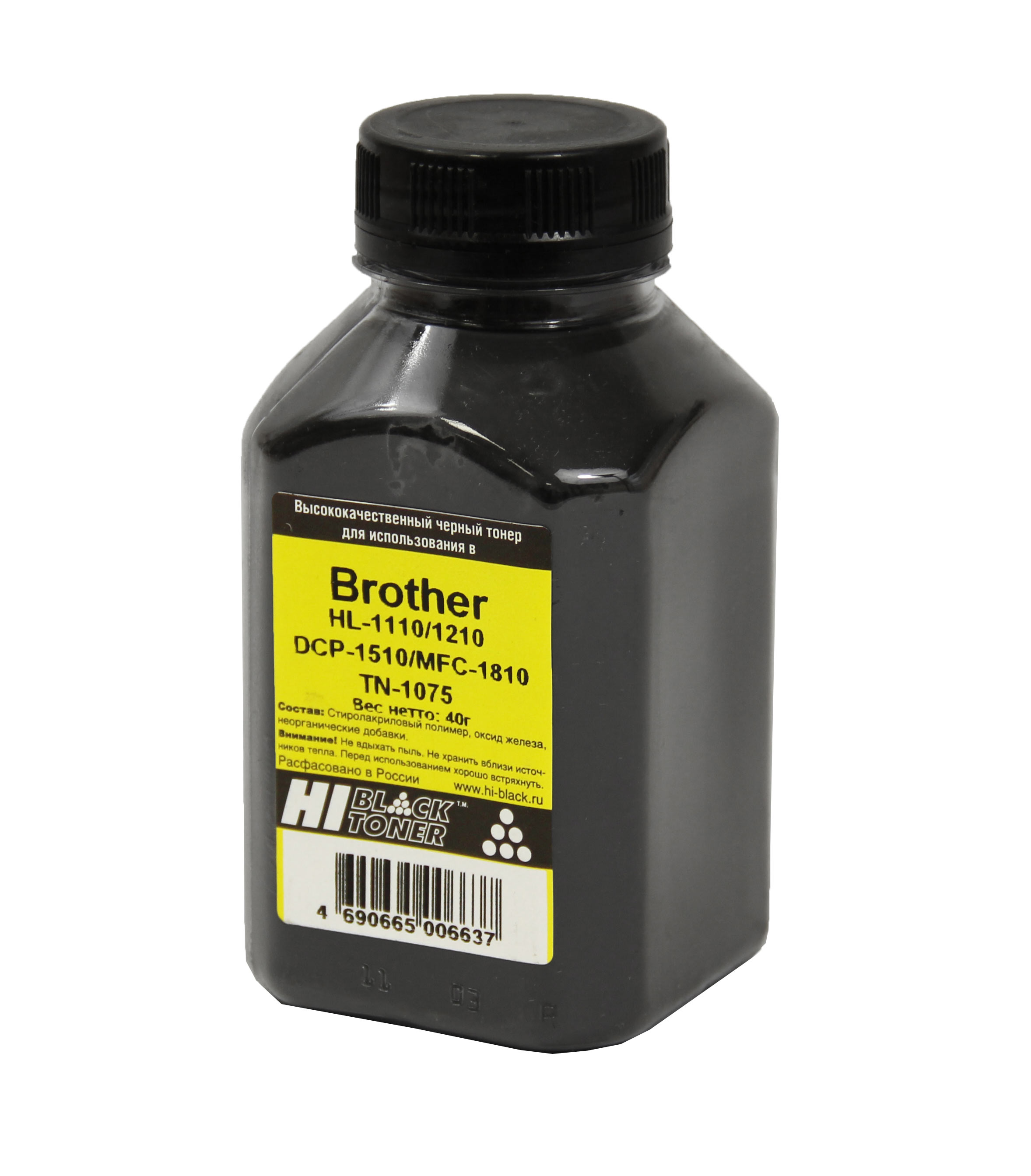 

Тонер Hi-Black, бутыль 40 г, черный, совместимый для Brother Brother HL-1110/1210/DCP-1510/MFC-1810 (99122149006)