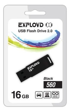 

Флешка 16Gb USB 2.0 EXPLOYD 560, черный (EX-16GB-560-Black), 560