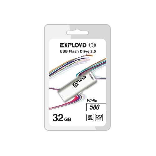 

Флешка 32Gb USB 2.0 EXPLOYD 580, белый (EX-32GB-580-White), 580