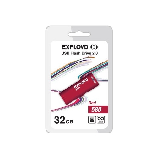 

Флешка 32Gb USB 2.0 EXPLOYD 580, красный (EX-32GB-580-Red), 580