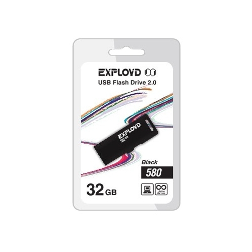 

Флешка 32Gb USB 2.0 EXPLOYD 580, черный (EX-32GB-580-Black), 580