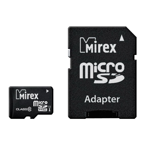 Карта памяти 16Gb microSDHC Mirex Class 10 UHS-I U1 + адаптер