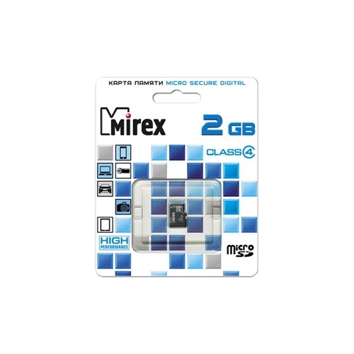 

Карта памяти 2Gb microSD Mirex Class 4, 13612-MCROSD02