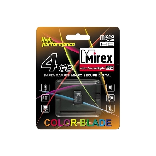 Карта памяти 4Gb microSDHC Mirex Class 4 25500₽