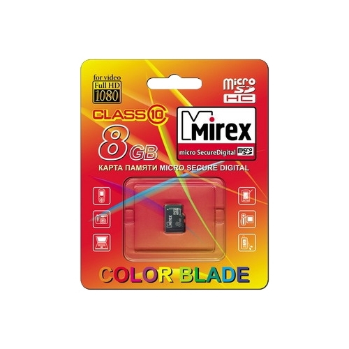 Карта памяти 8Gb microSDHC Mirex Class 10 29500₽