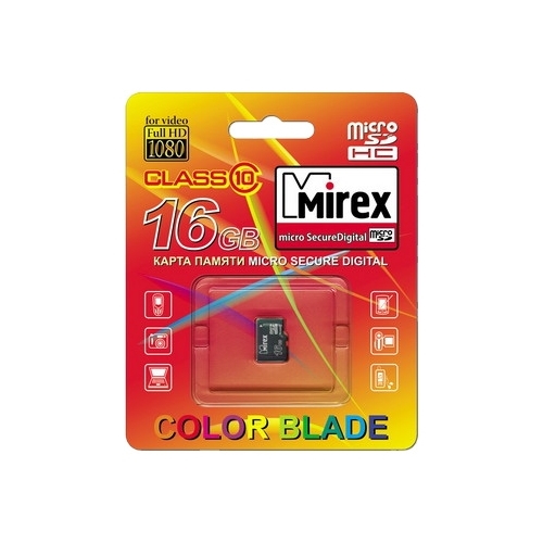 

Карта памяти 16Gb microSDHC Mirex Class 10, 13612-MC10SD16