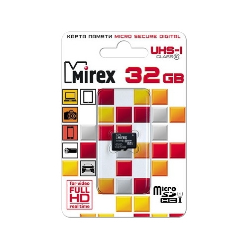 Карта памяти 32Gb microSDHC Mirex Class 10 UHS-I U1 37500₽